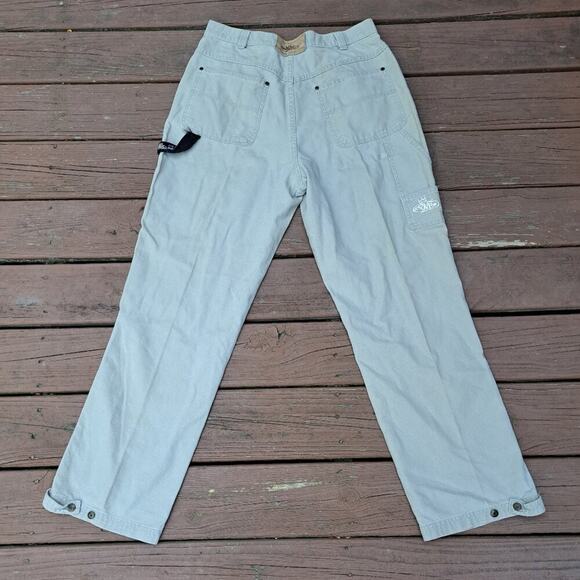 Vintage PNB Nation Clothing Carpenter Cargo pants 34X34 Men Baggy Y2K Kaki Hip H - Picture 3 of 13